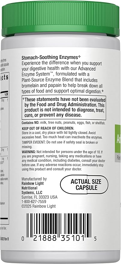Rainbow Light Advanced Enzyme System Capsules, 90 Count