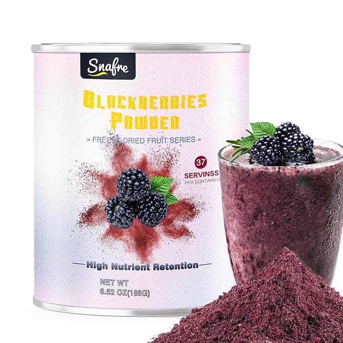 Blackberry Powder Black Raspberry Powder, Frozen Blackberries Powde-r, Blackberry Powde-r, 6.52OZ/185G No Sugar or Added, For Baking, Dressing, Smoothies, Beverages, Cereals, Yogurt