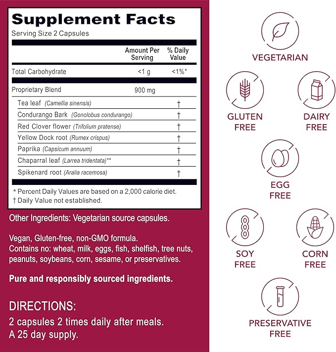 Kroeger Herb Products, Chem X, Daily Detox and Cleansing Formula, Red Clover, Yellow Dock, Paprika Supports Health Liver Function - Non-GMO, Gluten Free, No Preservatives, Made in USA