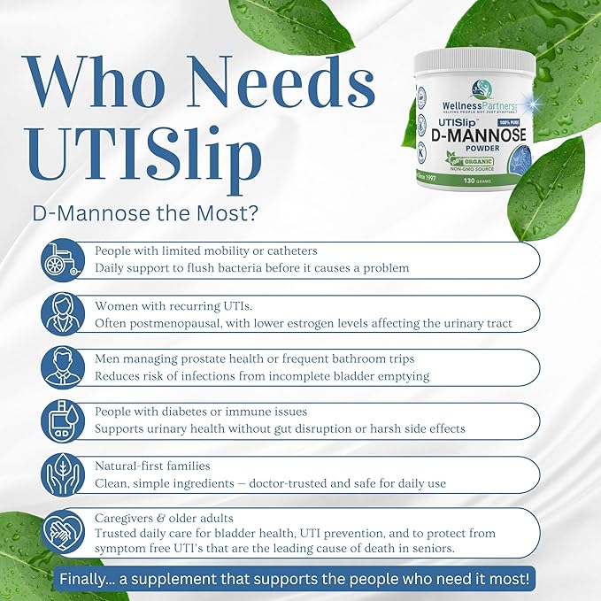 Now New UTI-Slip D Mannose Non GMO Organic Source Powder 130g jar.