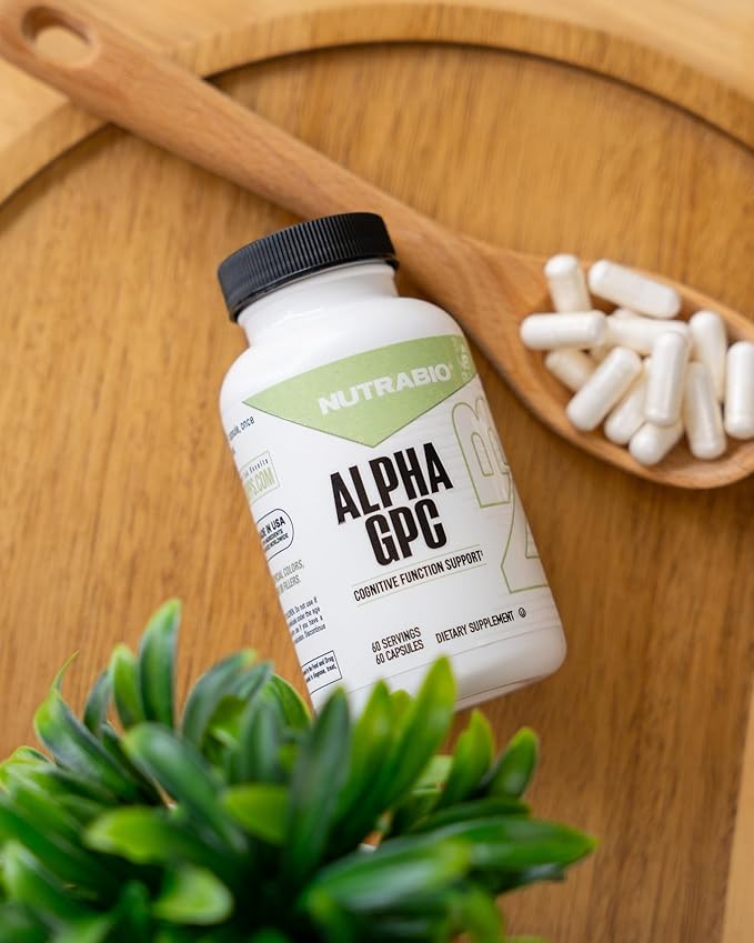 NutraBio Alpha GPC, Brain Support & Improved Memory Function, 300mg - 60 Vegetable Capsules