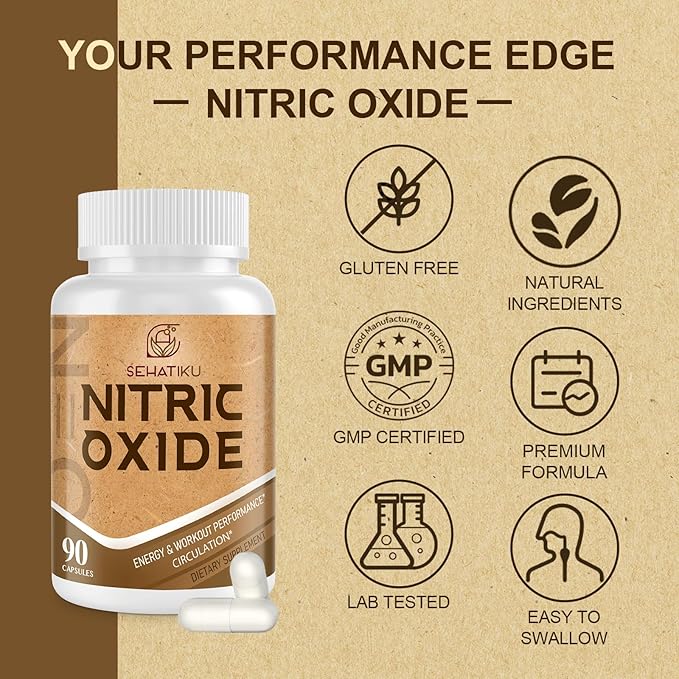 Nitric Oxide Supplement, Nitric Oxide Booster & 6-in-1 Phytonutrient Blend for Heart, Flow, Immune - 90 Capsules (2 Bottle)