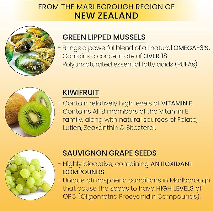 Omega 3 New Zealand Green Lipped Mussel Oil Soft Capsules for Joint Support and Mobility, Heart & Immune Support, No Fishy Aftertaste, 2-Pack, 120Soft caps, 2-Soft caps Per Day, 60 Day Supply
