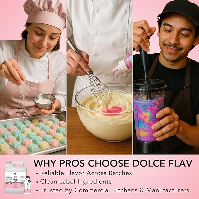 Dolce Flav Cotton Candy Flavoring – 32 oz. – Premium Water-Based Extract for Ice Cream, Boba, Desserts, Beverages & Baked Goods | Great for Cafés, Bakeries & Restaurants
