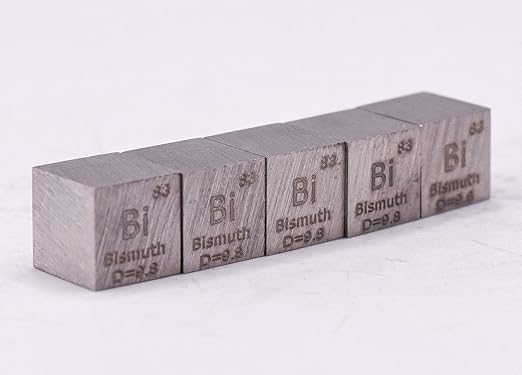 0.39" 10mm Bismuth Metal Cube Bi up to 99.9% Pure Periodic Table Element Engraved Density Collection Science Education Display Block Cube + Acrylic Case Box - 1PC