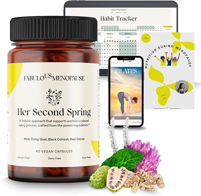 Fobulous Menopaus – Vegan Menopause Formula with Black Cohosh & B-Complex – Plant-Based Capsules with Recipes & Pilates Program