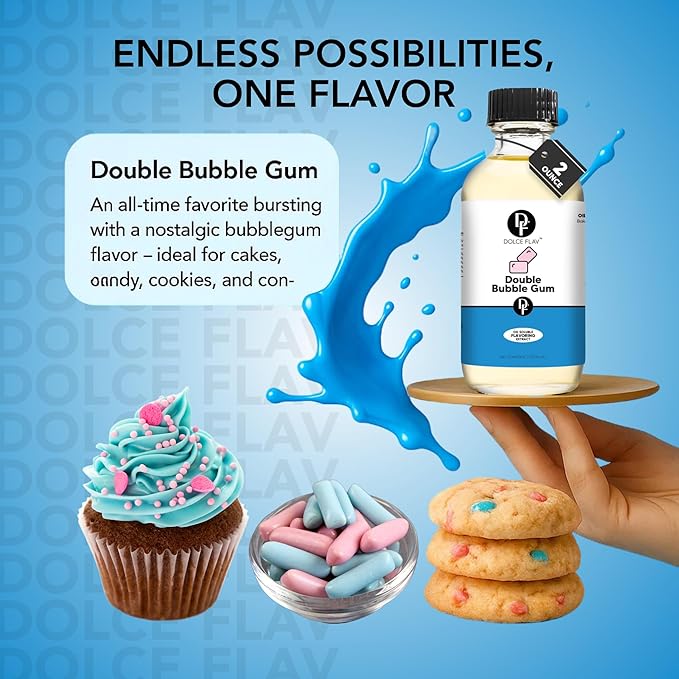 Dolce Foglia Oil Soluble Bubble Gum Extract - 2 Oz. - Sugar-Free, Zero Calories - Multipurpose Bubble Gum Flavoring Oil for Candy Making, Lip Balm, Ice Cream - Pioneer Woman Kitchen Stuff, Kitchen
