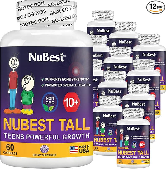 NuBest Tall 10+ - Bone Strength Supplement for Children (10+) & Teens Who Drink Milk Daily with Calcium, Vitamins & Minerals - 12 Pack
