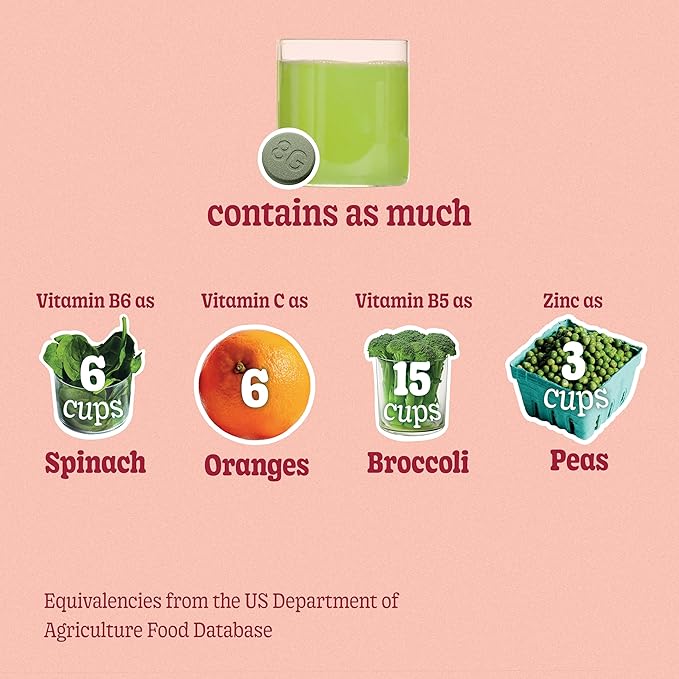 8Greens Supergreens Tablets | Super Greens Powder Superfood Tablet, Metabolism Immunity & Focus, Daily Greens Effervescent Tablets, Organic: Aloe Vera, Spirulina, Chlorella, Peach, 30 Servings