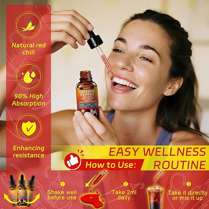 Vascu Flow Cayenne Pepper Drops - Capsaicin Supplements with Beet Root, Black Pepper, Turmeric, Vitamin D3 & K2 | Supports Metabolism, Circulation & Heart Health, Gluten Free, Vegan 2 Fl Oz