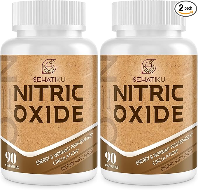 Nitric Oxide Supplement, Nitric Oxide Booster & 6-in-1 Phytonutrient Blend for Heart, Flow, Immune - 90 Capsules (2 Bottle)