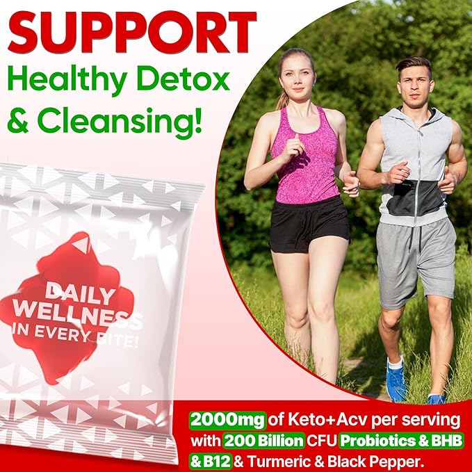 Apple Cider Vinegar Gummies, Advanced ACV Gummy with Probiotics, BHB, B12 and Keto Support - Keto Acv Gummies for Detox, Metabolism, Digestion, Gut & Immune Health - Sugar Free, Vegan, 120 Counts