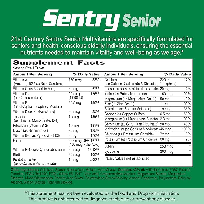 21st Century Sentry Senior Tablets, 265 Count