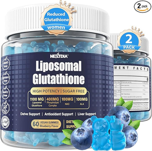 Liposomal Glutathione Gummies Chews, 1100mg Concentrated Formula - 98% Bioavailable w/Vitamin C, ALA, NAC & Milk Thistle for Antioxidant - Liver Cleanse Detox Supplement, Vegan, 120 ct