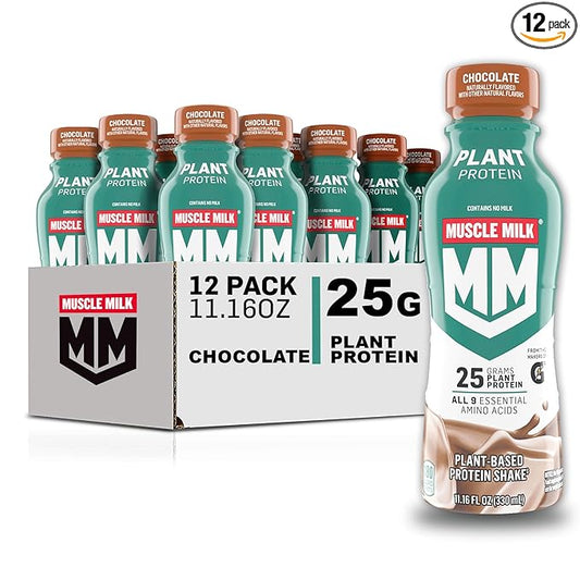 Muscle Milk Plant Based Protein Shake, Chocolate, 11.16 Fl Oz (Pack of 12)
