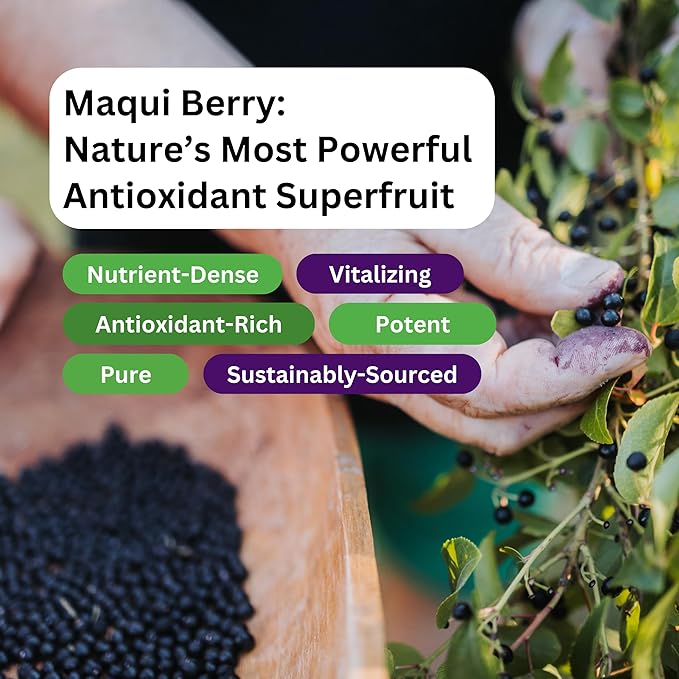 Paradise Herbs, Organic Maqui Berry Extract, 400 mg, Fresh, Freeze-Dried Concentrate for Superior Potency, Non-GMO, Vegan, 60 Capsules