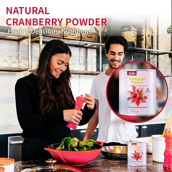 Cranberry Powder, 6.34OZ/180G Freeze Dried Cranberries Powder, Fruit Powder, No Sugar, No Additives, for Baking, Smoothies, Juices, Cocktails, Tea, Yogurt, Oatmeal