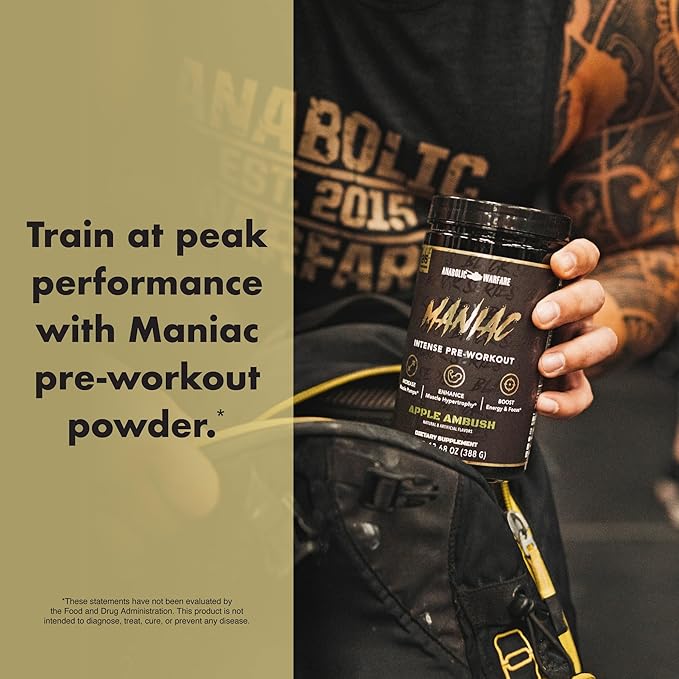 Anabolic Warfare Black Series Maniac, Pre-Workout Powder, Supports Nitric Oxide, Muscle Pumps, and Protein Synthesis* Fruit Explosion