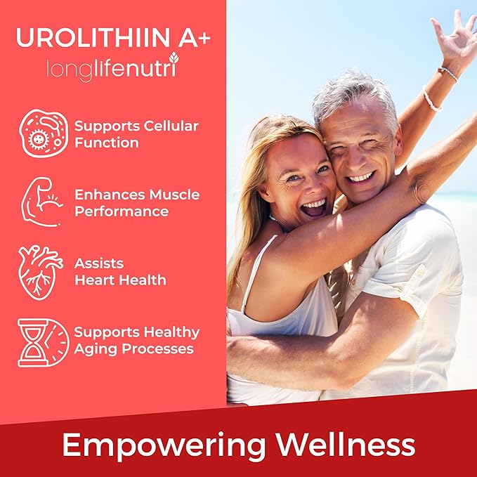 Urolithin A+ 1000mg Supplement - Advanced Formula, 120 Vegetarian Capsules, 2-Month Supply, Pomegranate Extract for Healthy Aging & Longevity, Lab Tested, Organic, Made in USA