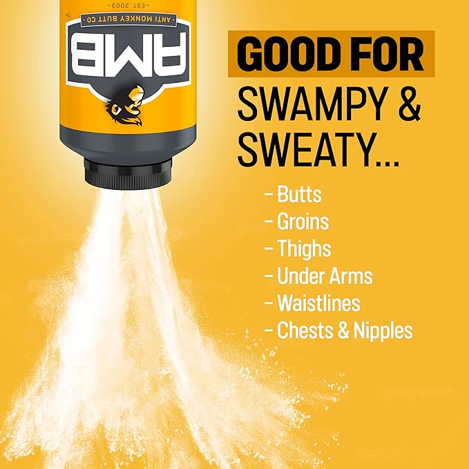 Anti Monkey Butt Body Powder for Women & Men - Talc-Free, Hypoallergenic Formula for Anti-Chafing & Anti-Itch Relief - Absorbs Sweat & Fights Friction with Calamine - 8 oz