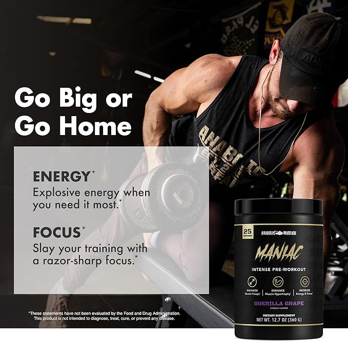 Anabolic Warfare Black Series Maniac, Pre-Workout Powder, Supports Nitric Oxide, Muscle Pumps, and Protein Synthesis* Fruit Explosion