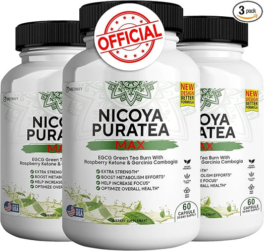 Nicoya PuraTea Max Green Tea Extract & Green Coffee Bean for Metabolism Support, Natural Energy Boost, Antioxidant-Rich Supplement – 180 Capsules