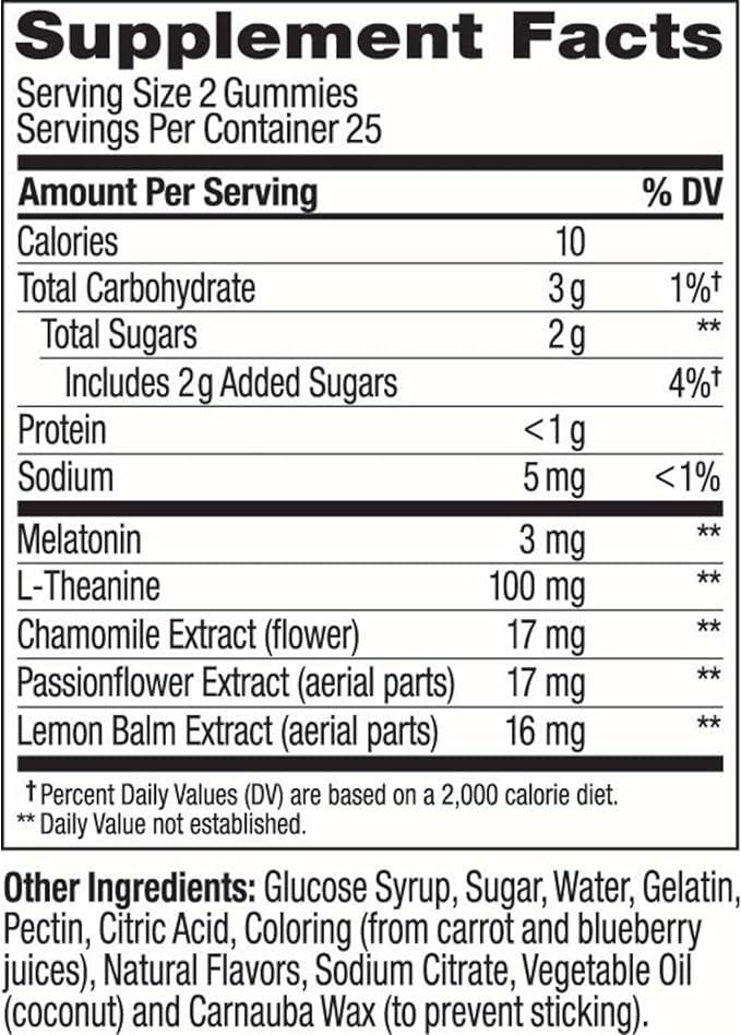 OLLY Restful Sleep Gummy Supplement with Melatonin & L-Theanine Chamomile, Blackberry Zen, 50 Gummies (25 Day Supply) Supports a Healthy Sleep Cycle* (Packaging May Vary)