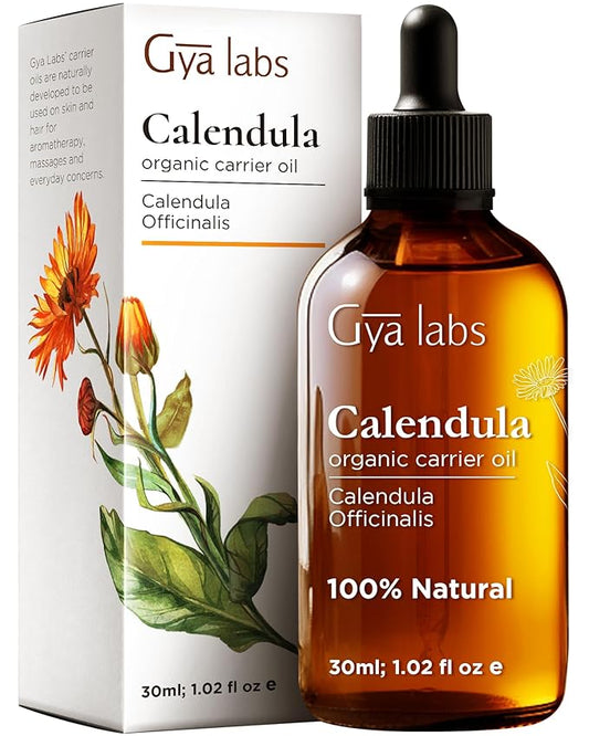 Gya Labs Calendula Carrier Oil - 1 fl oz - Premium Carrier Oil - Nourishing for Skin, Face, Body, Scalp & Hair - Soothing Oil & Moisturizer For Sensitive Skin - 100% Natural Plant Based & Hydrating