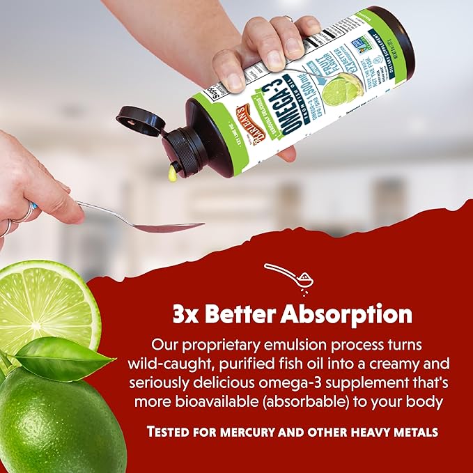Barlean's Organic Oils Seriously Delicious Omega-3 High Potency Fish Oil, Key Lime Pie, 16 Fl Oz