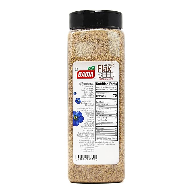 Badia Organic Flax Seed, Ground, 16-Ounce (Pack of 2)