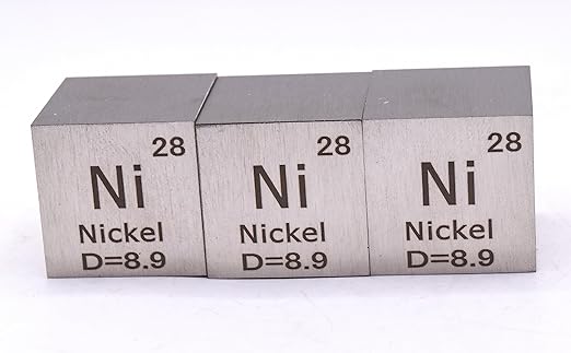 1" 25.4mm Nickel Metal Cube Ni up to 99.9% Pure Periodic Table Element Engraved Density Collection Science Education Display Block Cube + Acrylic Case Box - 1PC