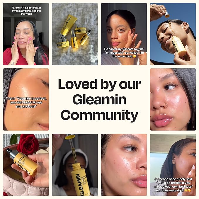 Gleamin Brightening Face Oil with Vitamin C & E, Turmeric, Jojoba & Cloudberry | Hydrating Facial Oil for Radiant Glow, Dark Spots, Fine Lines & Uneven Tone | Skin Brightening for Women & Men, 1 Fl Oz