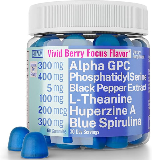 Alpha GPC Huperzine A PhosphatidylSerine L-Theanine Blue Spirulina Bioperine Gummies, Alpha-GPC Huperzine-A Phosphatidyl Serine L Theanine Supplement, Powder Capsules Tablets Liquid Supplements Alt