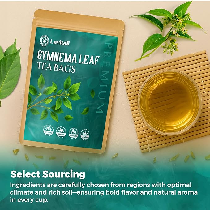 Lavitali, Gymnema Leaves Tea Bags | 60 bags, 100% Pure Herbal Tea | Caffeine-Free, Antioxidant-Rich, Eco-Friendly Filter Bag | Daily Natural Botanical, Hot or Iced Herbal Infusion