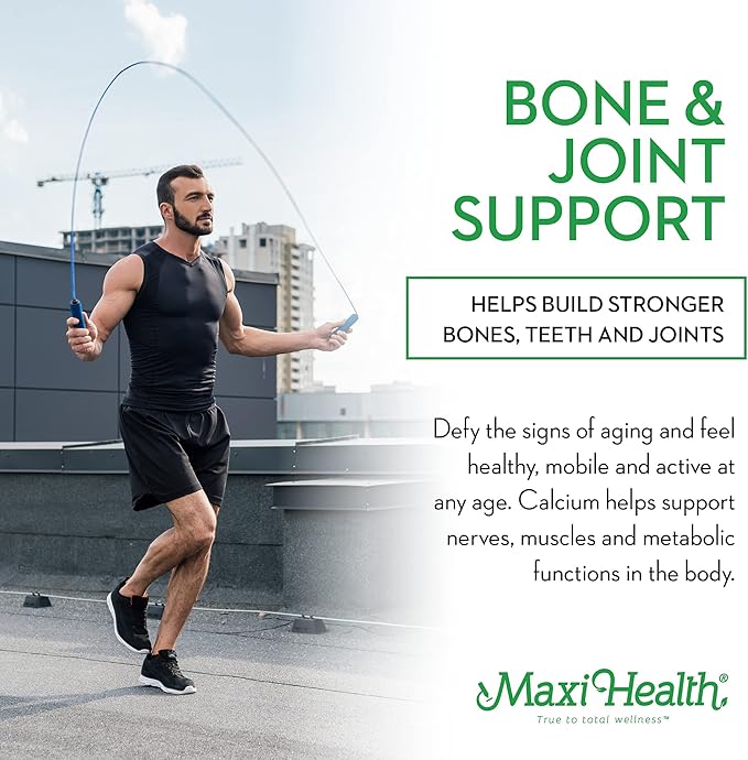 Calcium 1000 mg Supplement with Vitamin D3 (1000 IU) and Magnesium (500 mg) - Bone, Teeth and Joint Support for Men and Women - 180 Capsules - Maxi Cal by Maxi Health