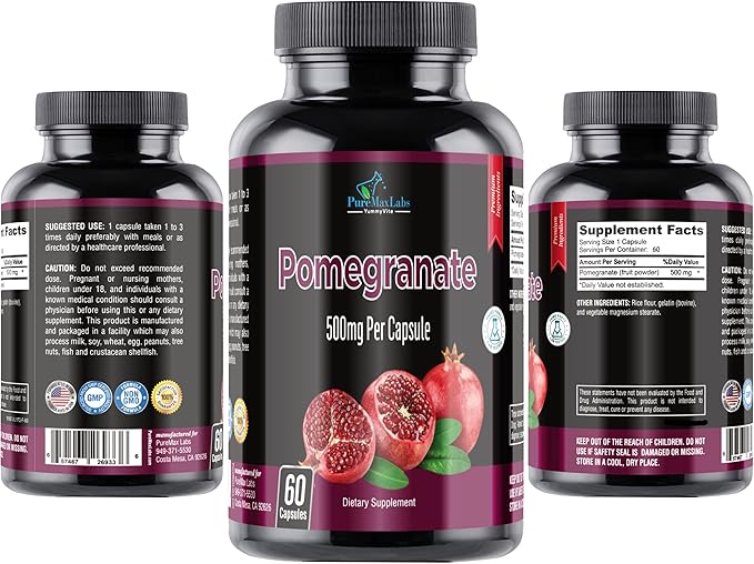 Pomegranate Capsules - 500mg, antioxidant superfood - 60 Capsules