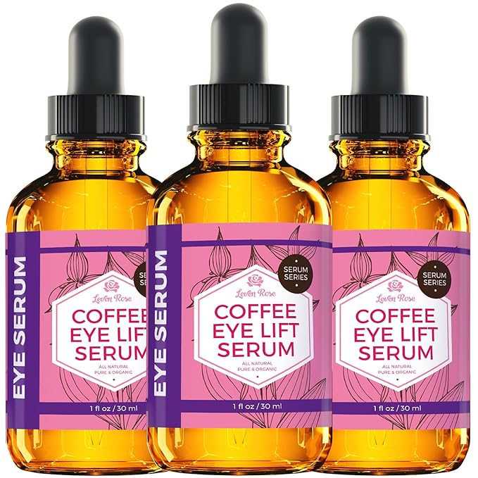 Leven Rose Coffee Oil Caffeine Serum for Eyes 1 oz - Anti-aging Organic Under Eye Serum for Puffy Bags Under Eyes
