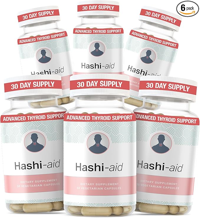IBDassist™ Hashi Aid Thyroid Support for Women & Men - Thyroid Supplement for Hashimoto's Disease & Hypothyroidism* - with Ashwagandha, Selenium, Zinc, Essential Vitamins & More - 30 Capsules (6 Pack)