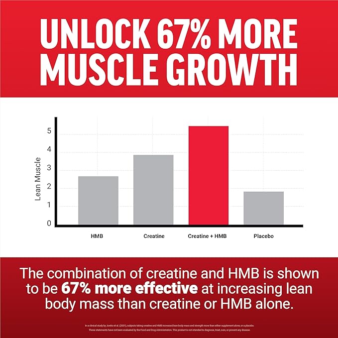 Force Factor Creatine HMB Powder, 5g Creatine Monohydrate + 3g myHMB for Muscle Growth, Strength, Energy & Recovery, with AstraGin for Enhanced Absorption, Unflavored, 30 Servings