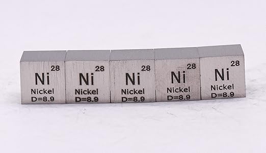 0.39" 10mm Nickel Metal Cube Ni up to 99.9% Pure Periodic Table Element Engraved Density Collection Science Education Display Block Cube + Acrylic Case Box - 1PC
