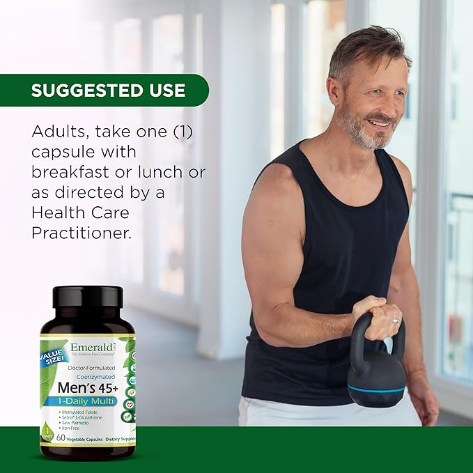 EMERALD LABS Men's 45+ 1-Daily Multi - Made with Saw Palmetto, Lycopene & More for Heart, Bone & Immune Support* - Gluten-Free - 60 Vegetable Capsules
