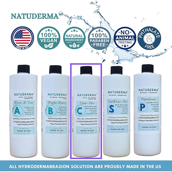 Hydrodermabrasion Solution Kit | Pore Minimizer Clarifying Serum for Hydrodermabrasion Machine, Clear Pure of 16oz | and Niacinamide Face Serum of 1oz by Natuderma