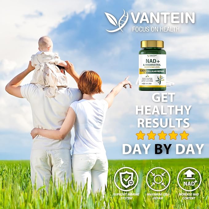 NAD+ & Resveratrol Supplement - NMN Alternative with 120 Capsules, Anti-Aging Cellular Support, Energy & Longevity Booster, DNA Repair Formula