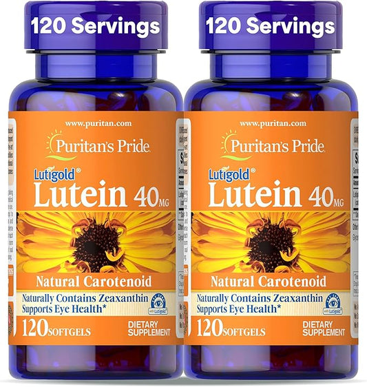 Puritan's Pride Premium Lutigold™ Lutein Carotenoid 40mg with Zeaxanthin for Men and Women, Dietary Supplement for Eye Health Support, 8 Month Supply, 120 Easy-to-Swallow Softgels, 2 Pack