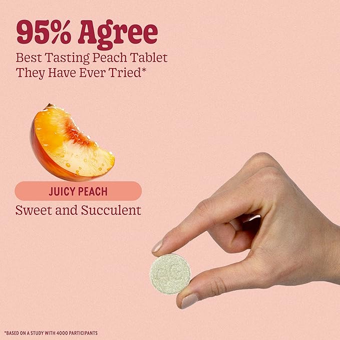 8Greens Supergreens Tablets | Super Greens Powder Superfood Tablet, Metabolism Immunity & Focus, Daily Greens Effervescent Tablets, Organic: Aloe Vera, Spirulina, Chlorella, Peach, 30 Servings