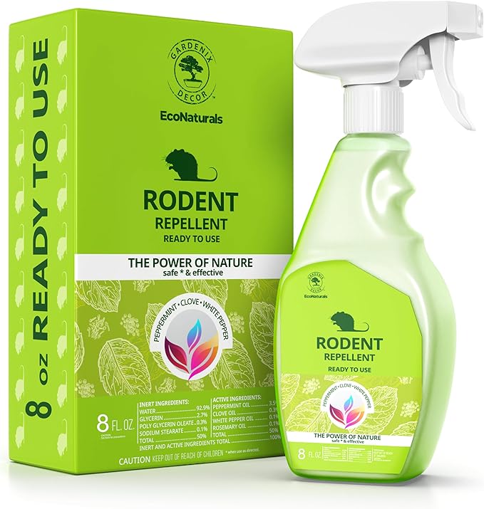 All Natural Peppermint Oil Spray, Non-Toxic Rat Repellent to Repel Mice and Rats, Rodent Repellent Spray - 8oz Ready to Use