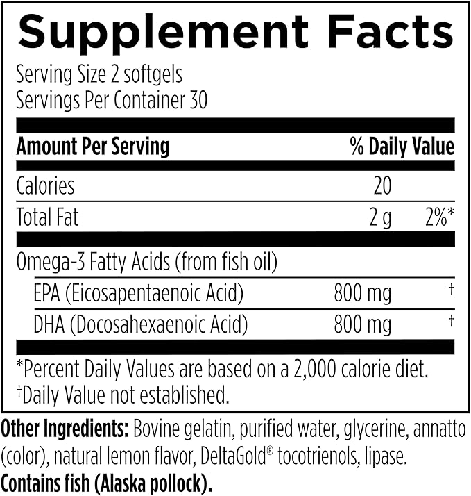 Omega 3 HI-PO - High-Potency Triglyceride Fish Oil - 1500 mg Omega-3 with 750 mg EPA & 750 mg DHA - No Fishy Aftertaste - 60 Softgels