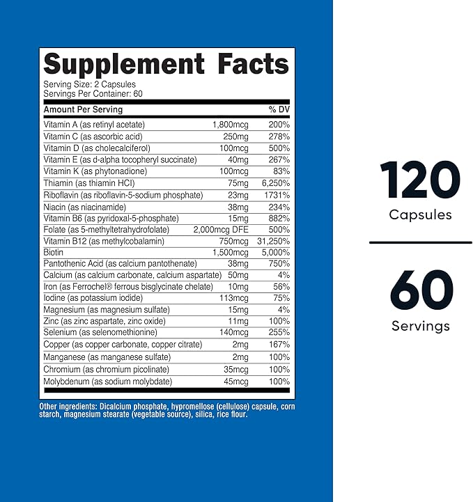Nutricost Methylated Multivitamin 120 Capsules, 60 Servings - 23 Vitamin & Minerals Per Serving