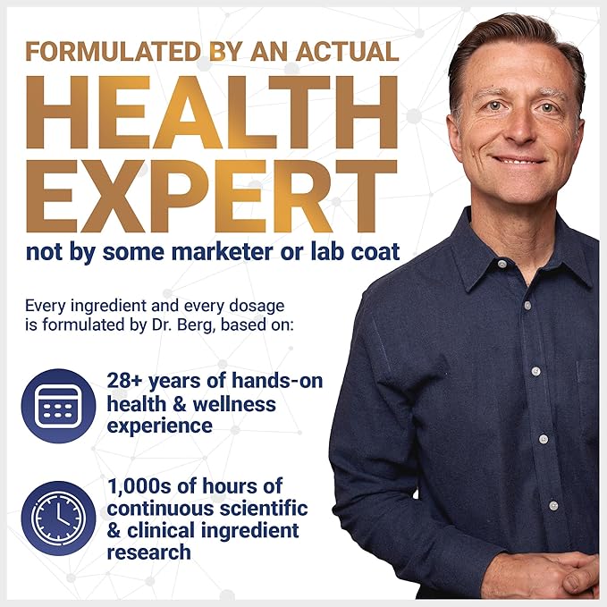 Dr. Berg Probiotic Supplement (60 Billion CFUs) - Helps Ease Occasional Constipation, Diarrhea, Gas & Bloating* - Pre and Probiotics for Digestive Health - 30 Probiotic Capsules