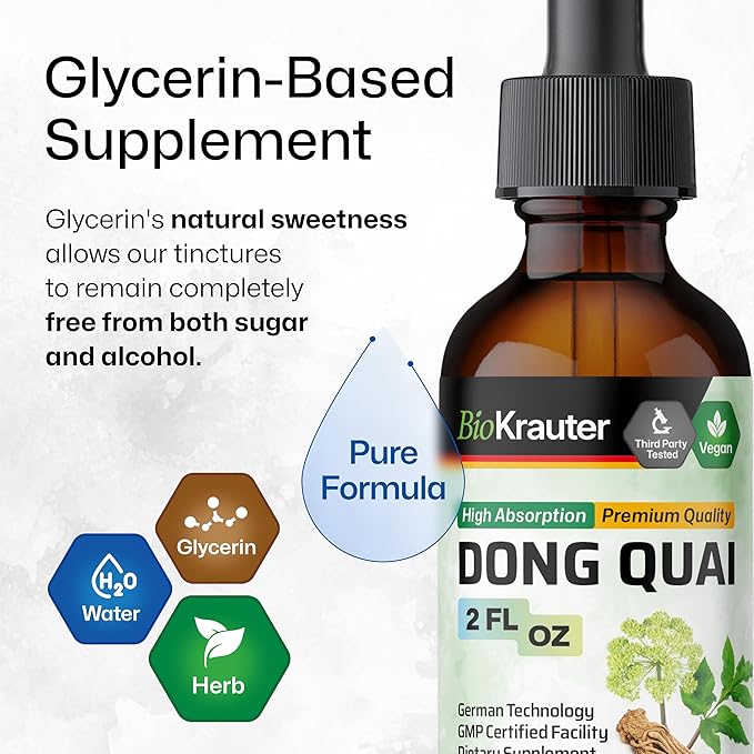 BIO KRAUTER Dong Quai Tincture - Angelica Root Liquid Extract - Women’s Health Support - Alcohol and Sugar Free Angelica Tincture - Vegan Dong Quai Drops 2 Fl.Oz.